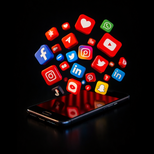 Social media marketing illustration showing engagement icons for local businesses